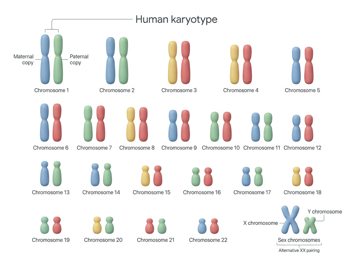 Forty-six chromosomes, twenty-three pairs